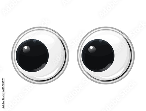  Plastic toy eyes on a isolated white background. Funny safe toys. Vector cartoon illustration