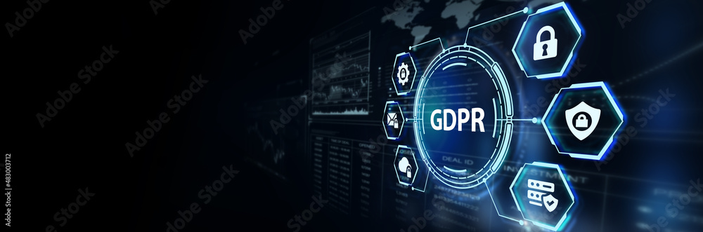 GDPR Personal data protection regulation cyber security. Business, Technology, Internet and network concept. 3d illustration