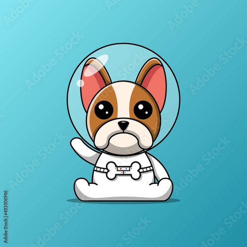 Cute boston terrier dog astronaut, Vector illustration eps.10