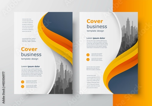 Flyer Blue curves waves brochure design template business cover