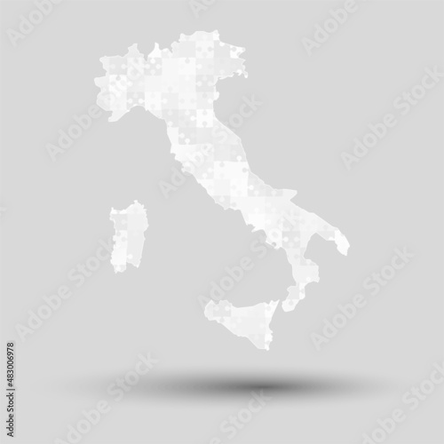 Vector map Italy from white puzzle, jigsaw
