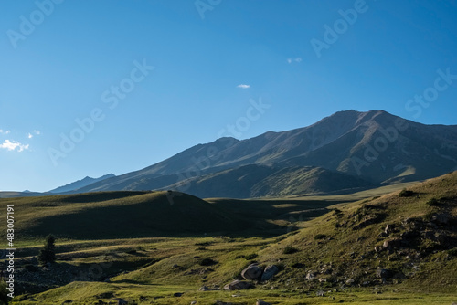 Mountain landscape. Dzungarian Alatau nature. Tourism, travel in Kazakhstan, concept.