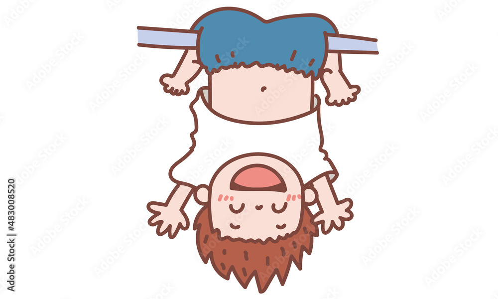 Obraz premium 鉄棒でぶらーんの男の子