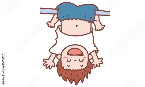 鉄棒でぶらーんの男の子
