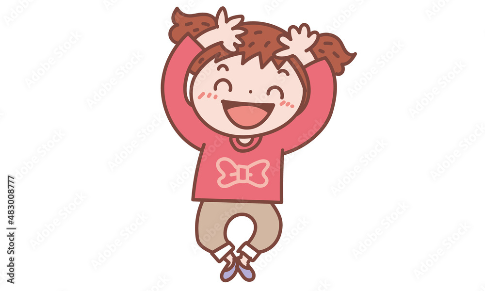 バンザイをする女の子