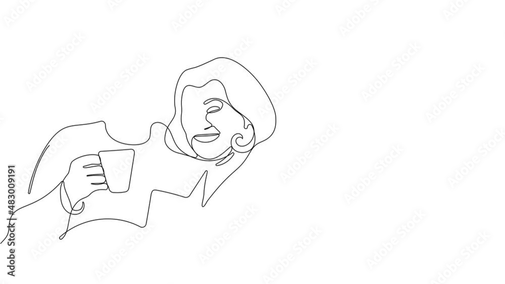 Continuous one line drawing senior couple. Elderly people hug together. Old people in love. Man and woman on the path of life. Caring for each other. Relaxation time. Stay home. 4k footage