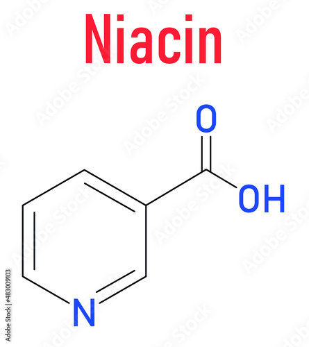 Vitamin B3 or niacin molecule. Skeletal formula.