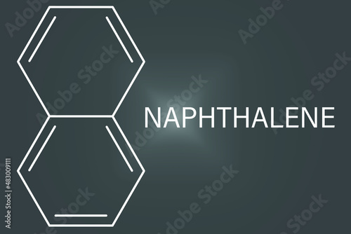 Naphthalene aromatic hydrocarbon molecule. Used as mothball ingredient. Skeletal formula.