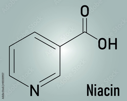 Vitamin B3 or niacin molecule. Skeletal formula.