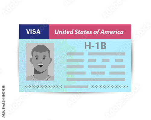 H1b Visa USA to temporarily employ foreign workers in specialty occupations. Immigration document. Vector template illustration in passport.