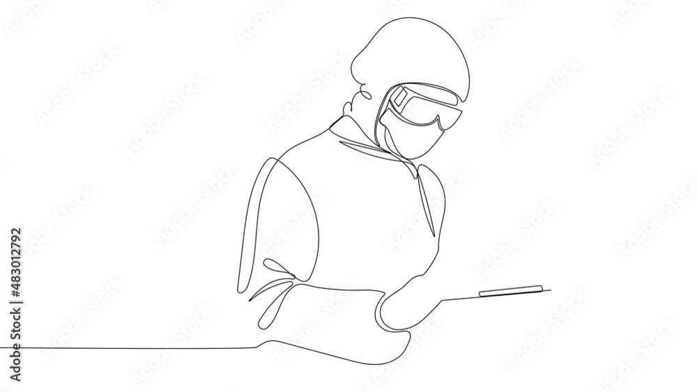 Continuous drawing of one line of two doctors in specialized protective overalls and goggles Fighting the epidemic, the consequences of the coronavirus for your minimal design. High quality 4k footage Continuous drawing of one line of two doctors in specialized protective overalls and goggles Fighting the epidemic, the consequences of the coronavirus for your minimal design. High quality 4k footage