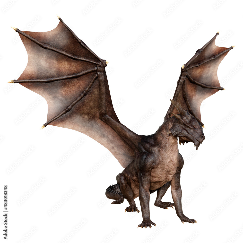 Fototapeta premium 3D Rendering Fairy Tale Dragon on White