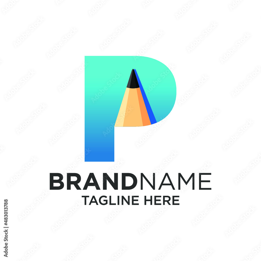 Letter P Pencil Logo Design Template Inspiration, Vector Illustration. Letter P Pencil Logo Design Template Inspiration, Vector Illustration.