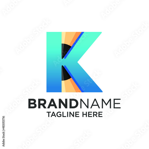 Letter K Pencil Logo Design Template Inspiration, Vector Illustration.