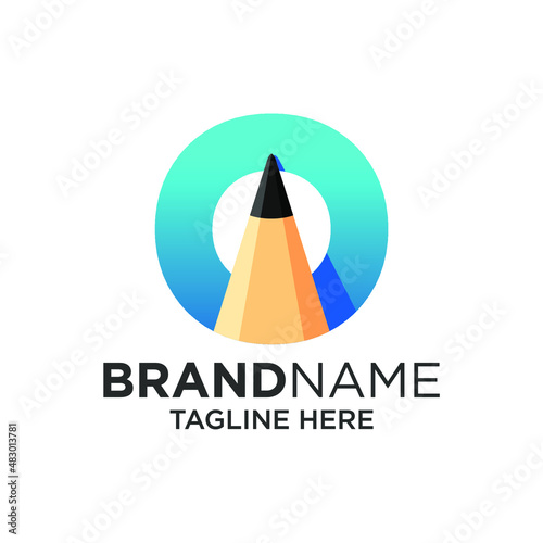 Letter O Pencil Logo Design Template Inspiration, Vector Illustration.