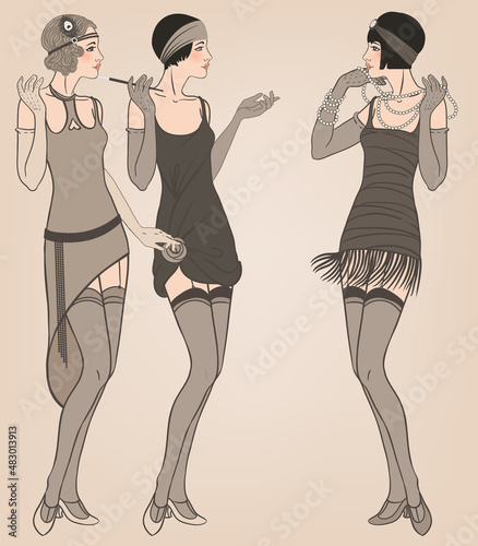 lapper girl: Retro party invitation design. Vector illustration.