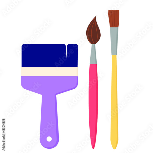 Paint brushs vector illustration in flat color design