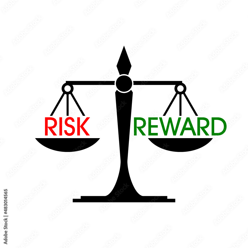 Weighting the risk and reward icon isolated on white background Weighting the risk and reward icon isolated on white background