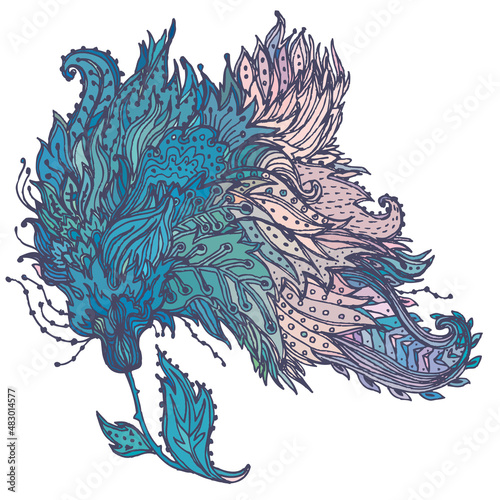 Vintage colorful design elements set for retro design. With leafs and flowers.