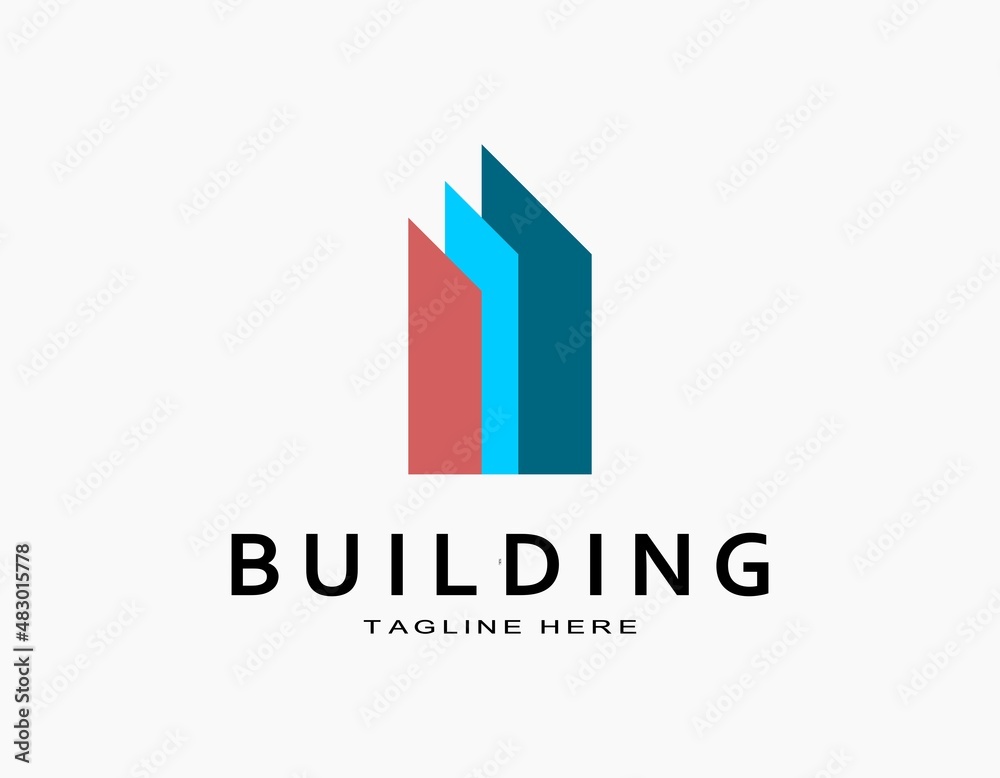 Colorful buildings logo with red and blue. Minimal and abstract apartment icon. Elegant design for company, architecture, developer, residence. Colorful buildings logo with red and blue. Minimal and abstract apartment icon. Elegant design for company, architecture, developer, residence.
