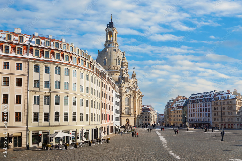 Obraz premium Blick auf die Frauenkirche in Dresden, Deutschland