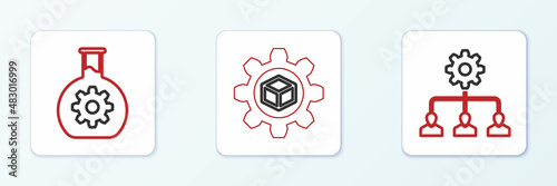 Set line Lead management, Bioengineering and Product development icon. Vector