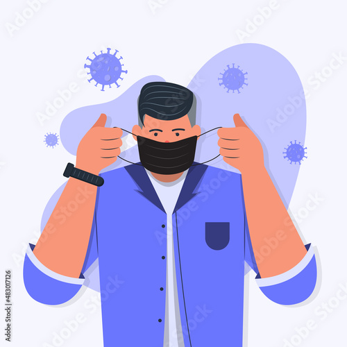 A man wearing face mask to prevent virus