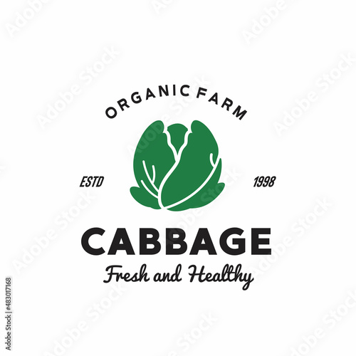 ILLUSTRATION VECTOR GRAPHIC OF fresh green premium quality vegetable cabbage from organic farm GOOD FOR vintage cabbage logo at market, farmer, field, garden, retail, shop, market