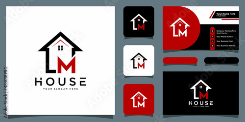 Letter L and M Logo. Home Symbol. Icon vector with business card design