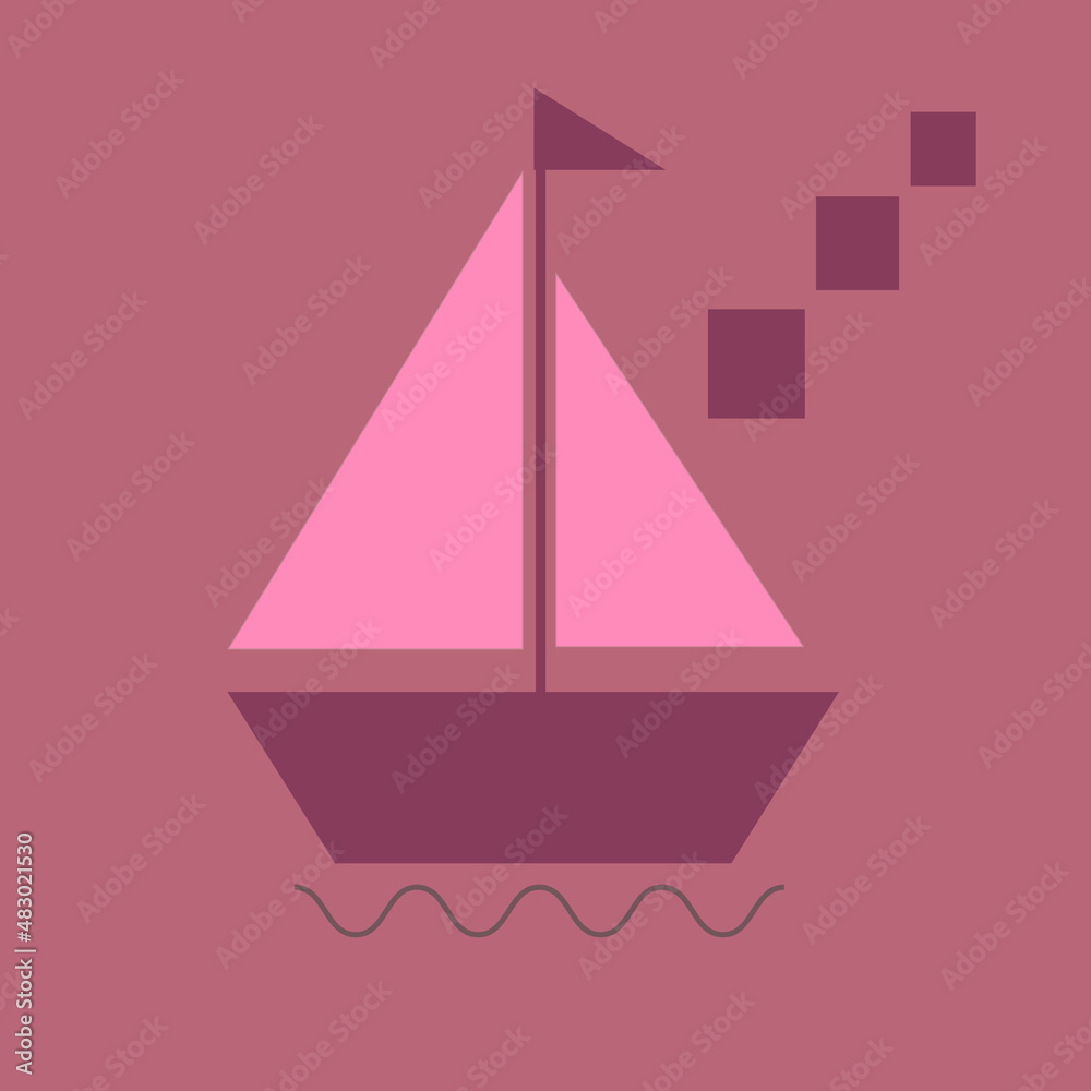 Picture of a boat on a pink. Can be used to design ceramic tiles. Picture of a boat on a pink. Can be used to design ceramic tiles.