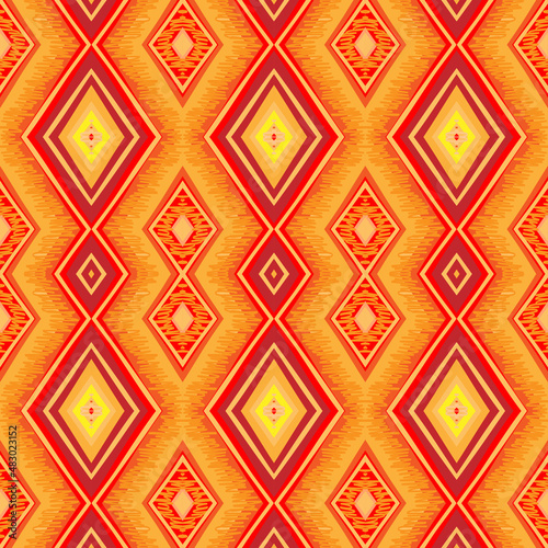 Ethnic zigzag pattern in retro colors, aztec style seamless vector background