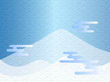 富士山と青海波模様と霞模様の背景
