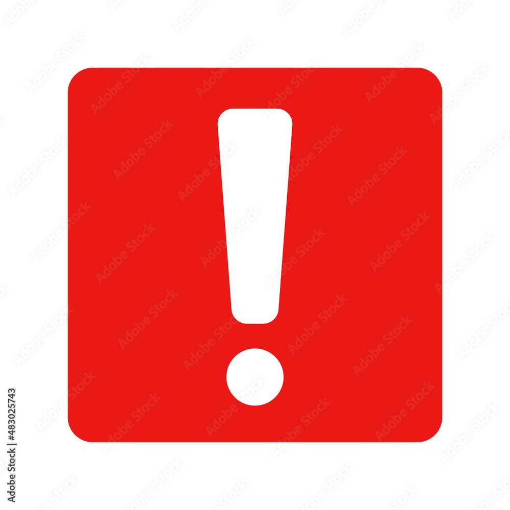 Exclamation mark icon in a red box. Vector. Exclamation mark icon in a red box. Vector.