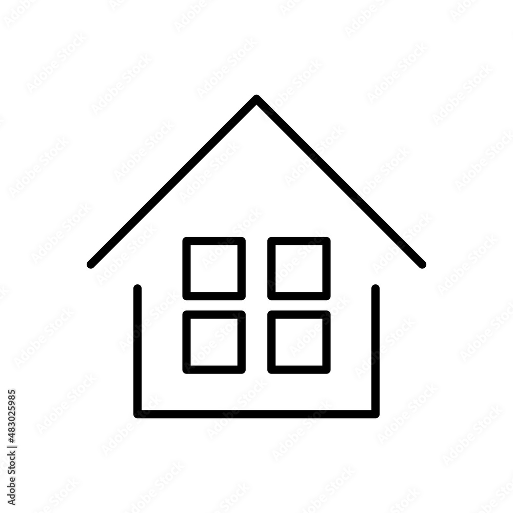 Icon of a house with four windows. Vector. Icon of a house with four windows. Vector.