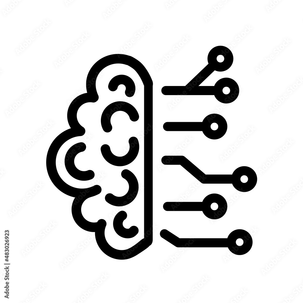 AI brain simple vector outline icon. Artificial Intelligence concept linear symbol or design element AI brain simple vector outline icon. Artificial Intelligence concept linear symbol or design element