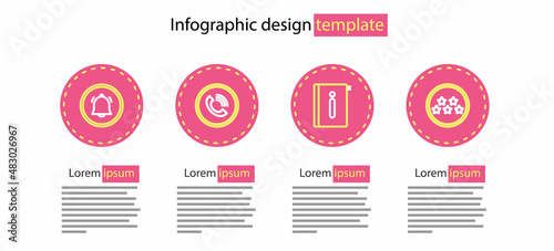 Set line User manual, Five stars rating review, Phone call and Button chat notification icon. Vector