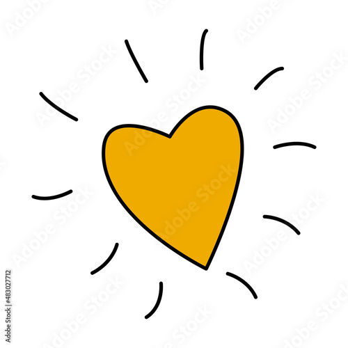 Valentine's Day sun like love heart doodle vector illustrations colored hand drawn