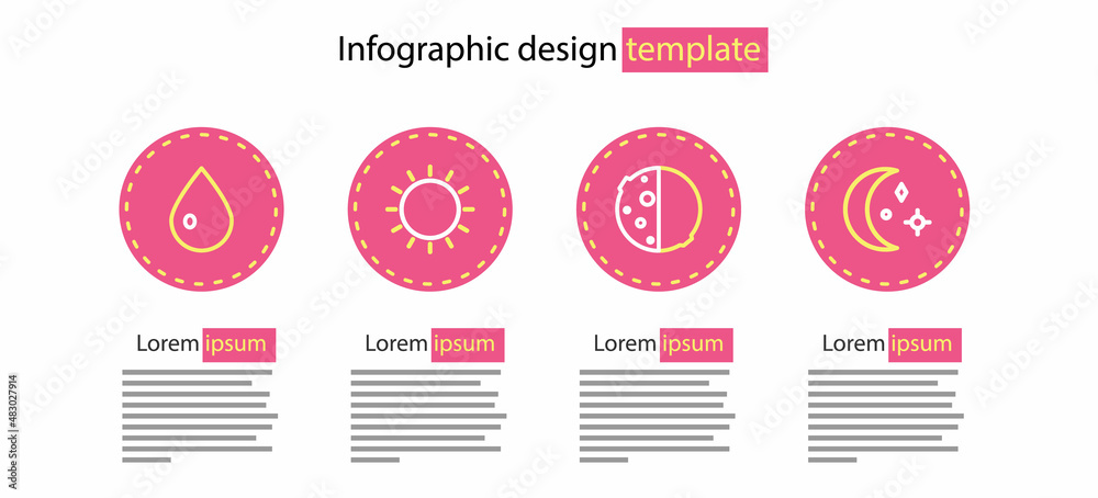 Fototapeta premium Set line Eclipse of the sun, Moon and stars, Sun and Water drop icon. Vector