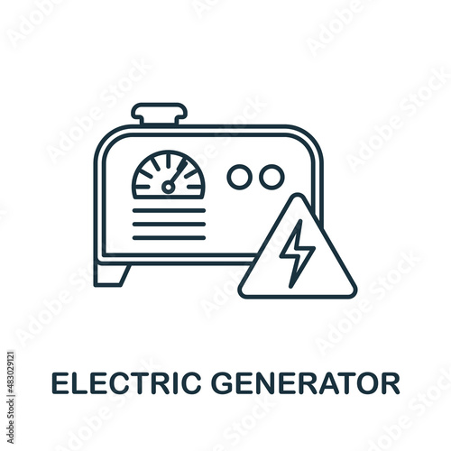 Electric Generator icon. Line element from machinery collection. Linear Electric Generator icon sign for web design, infographics and more.