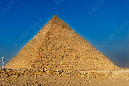 The Pyramid of Chephren  the Pyramid of Menkaure and its companions in the sands of Giza desert  Egypt