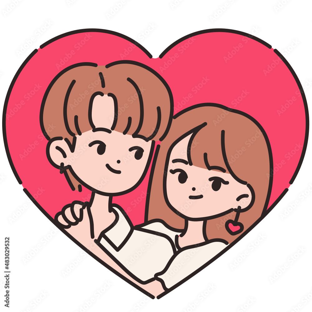 Couple vector illustration in line filled design Couple vector illustration in line filled design
