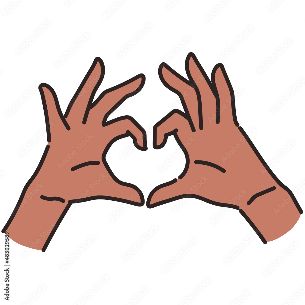 Heart hands gesture vector illustration in line filled design Heart hands gesture vector illustration in line filled design