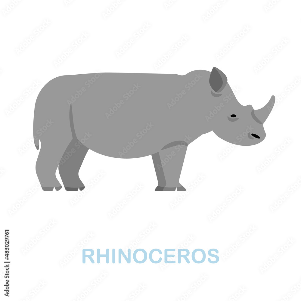 Rhinoceros flat icon. Colored element sign from wild animals collection. Flat Rhinoceros icon sign for web design, infographics and more. Rhinoceros flat icon. Colored element sign from wild animals collection. Flat Rhinoceros icon sign for web design, infographics and more.