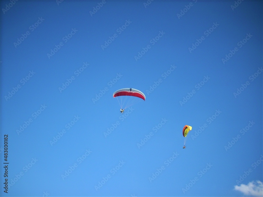 paragliding in the blue sky paragliding in the blue sky