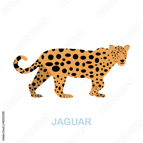 Fototapeta Naklejka Na Ścianę i Meble -  Jaguar flat icon. Colored element sign from wild animals collection. Flat Jaguar icon sign for web design, infographics and more.