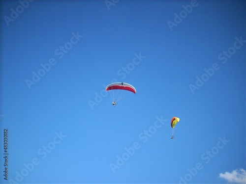 paragliding in the blue  sky