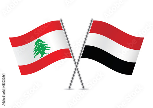 Lebanon and Yemen flags. Lebanese and Yemeni flags isolated on white background. Vector illustration. Free Download Lebanon and Yemen flags. Lebanese and Yemeni flags isolated on white background. Vector illustration. - GFXLoad