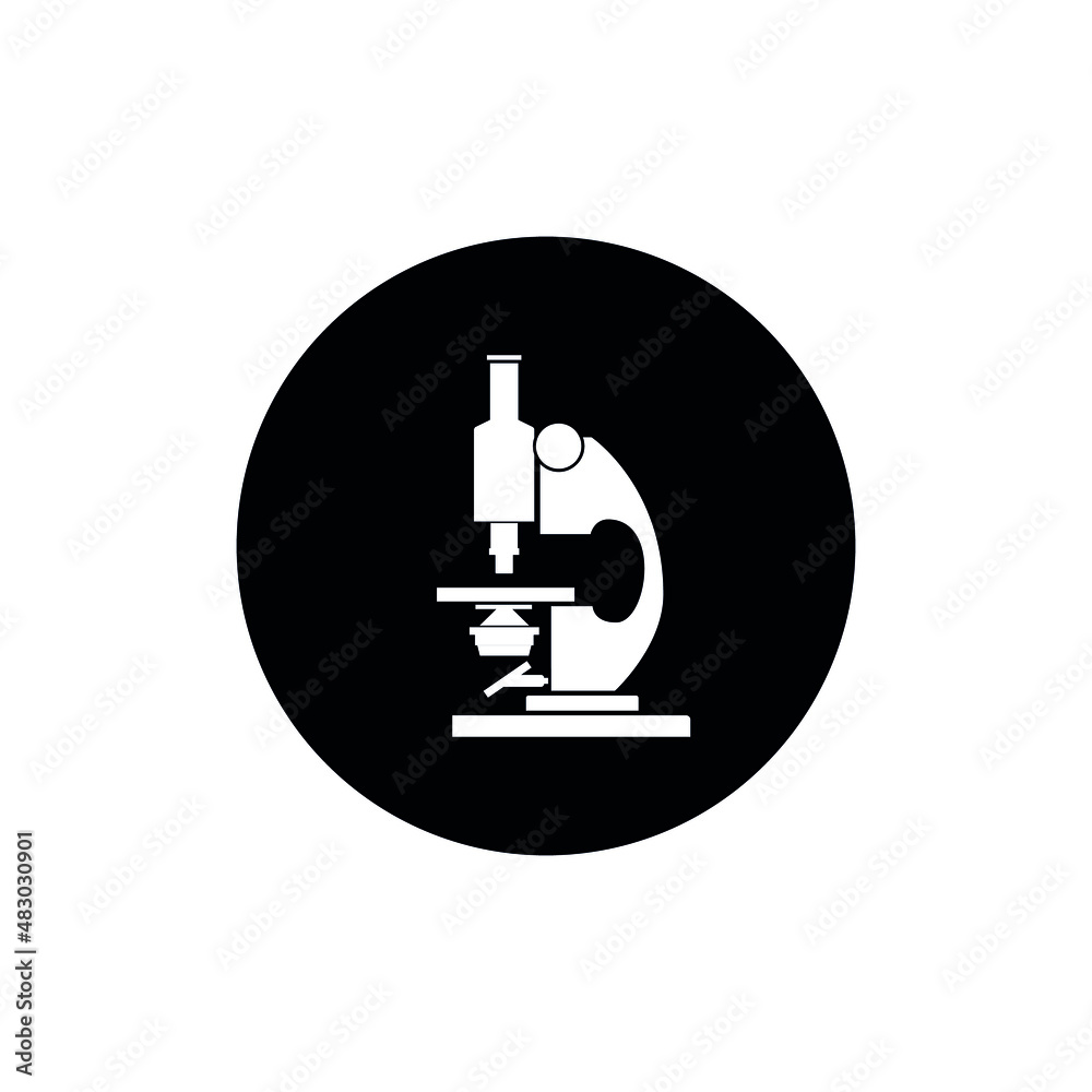 Simple Microscope icon circle black color isolated. Experiment icon. Simple Microscope icon circle black color isolated. Experiment icon.