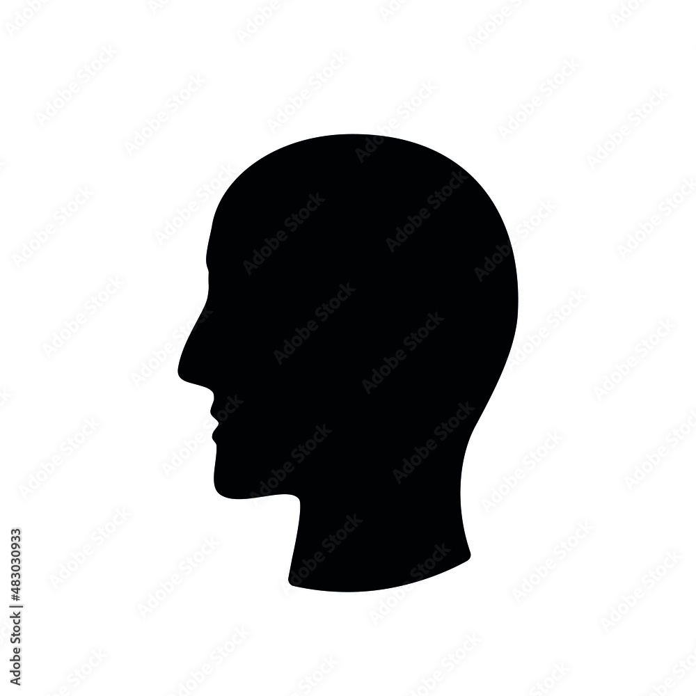 Bald head vector black color isolated.