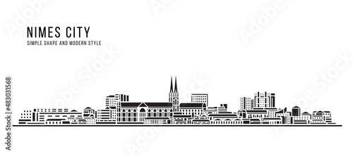 Cityscape Building Abstract Simple shape and modern style art Vector design - Nimes city